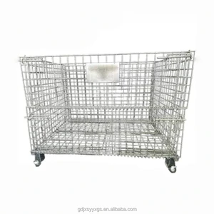 Stackable Folding Galvanized Strong Durable Metal Portable Storage Wire Basket With Logo