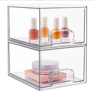 Transparent PET Cosmetic Storage Box Drawer Stackable Multifunctional Makeup Container Jewelry Lipstick Storage Box