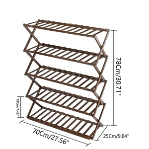 Custom Portable No Assembly Multi Tier Foldable Amazing Wooden Bamboo Stackable Shoe Racks For Home