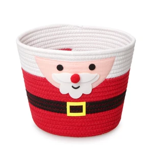 Christmas Santa Claus Storage Basket Eco-Friendly Red Cotton Rope Foldable for Kids Toys Christmas Gift Decor Holiday Wholesale