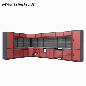 Rockshell Modular Garage Workshop Cabinet OEM OBM Cold Rolled Steel Auto Repair Storage Multi Drawers Powder Coat Finish 500KG