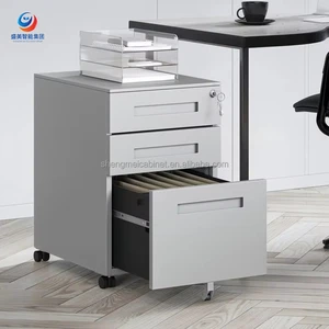Modern Lockable Mobile Pedestal Cabinet 2 Tier Metal File Storage Organizer Under Desk Office Furniture