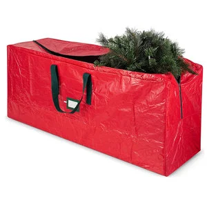 Hot Heavy Duty Fabric Packaging Extra Strong Red Large Christmas Tree Container Uprigh Zipper Storage Organizer Gift Bag