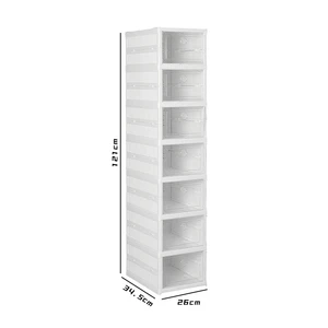 7layers Plastic Sneaker Storage Box Foldable Shoe Rack Transparent Display Case for Stackable Shoes