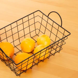 JIABAO Hot Sale Metal Wire Storage Basket Rectangular &steel Baskets Organizer With Handle