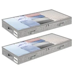 For Modern Minimalist Cotton Linen Under-Bed Storage Drawers Lightweight Transparent Lids Clothing Storage Containers Bed