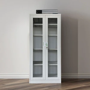 Modern Office Glass-Frame Metal Filing Cabinet with Glass Doors for School Supermarket Basement Dining Use