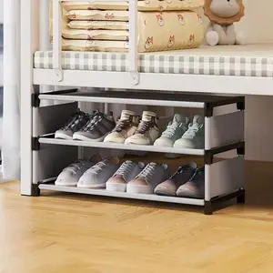 Customized 3-Layer under Bed Storage Rack Small Metal Shoe Cabinet for Dormitory Living Room Dustproof Shoe Organizer