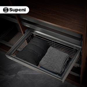China Factory Supeni Soft Closing Pull Out Metal Wire Basket Storage Drawer Wardrobe Accessories Wire Basket
