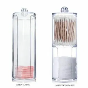 Organizer Cosmetic Storage Box Storage Box for Round Transparent Portable PS Container with Two-Layer Acrylic Organizer Cotton