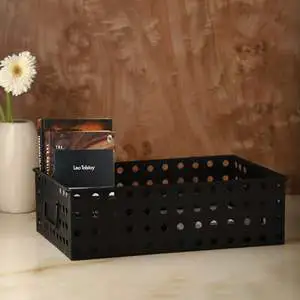 Black Iron Mesh Metal Basket Dimensions H-5xW-10xL-15 Inches