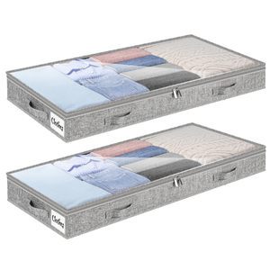For Under-Bed Storage Drawers Lightweight Clothing Storage Containers Transparent Lids Foldable Nonwoven Fabric Bed Storage