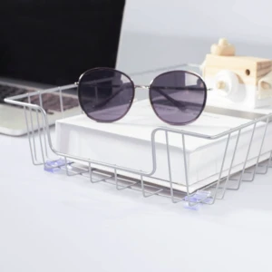 Hot Sale Single Silvery Steel Wire Tray for Office Organizer Home Fruit Storage Stationery Accessory Durable Metal Wire Basket