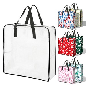 Christmas Decor Storage PP Woven Storage Bag Handles Foldable Reusable Organizer Bag for Clothes Bedding Christmas Decor Storage