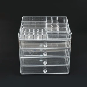 Stackable Acrylic Cosmetic Storage Box Clear Small Organizer with Multiple Compartments for Makeup Brushes Lipstick Skincare