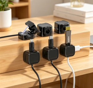 Adjustable Cord Keepers Wire Holder Keeper Organizer Management Plastic Magnetic Cable Clip Strong Adhesive Wire Holder for Desk