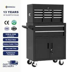 Tool Cabinet Garage Storage Workbench Metal Drawer Chest Rolling Tool Cart Lockable Organizer for Workshop Repair Shop Garage