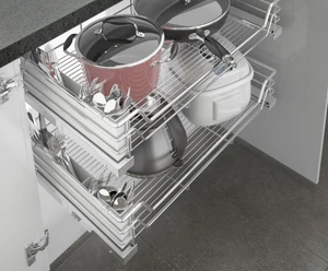 Storking Stainless Steel Wire Pull Out Basket Four Sides Organized Kitchen Storage Drawer Organizers