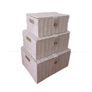 Resin Storage Basket with Plastic Rope Rectangle Woven Basket for Kitchen Bathroom Living Room or Wardrobe Food Safe