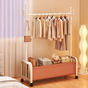 Luxury Modern Space-Saving Iron Coat Rack for Hotel Use Multifunctional Bedroom Standing Rolling Clothing Rack