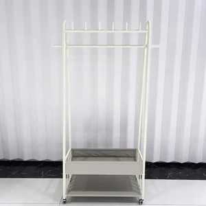 Foldable Iron Double Tier Modern Coat Rack Organizer for Store Living Room Pants Shoes Storage Space Saving Eco-Friendly Durable