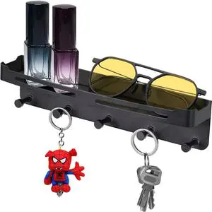 Seamless Black Nordic Decorative Wall-Mounted Metal Clothes Hook Creative Hole-Free Porch Key Hanger with Box Packing
