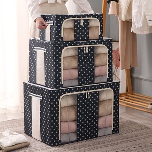 Large Capacity Oxford Cloth Storage Bag Clothing Organizer of Wardrobe Waterproof Foldable Storage Box with Double Zipper