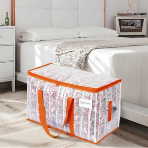 Wholesale Reusable Travel Large Capacity Clothes Storage Bag Foldable Heavy Duty Quilt Organizing Moving Bag for Zipper