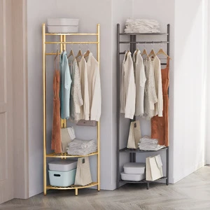 Modern Minimalism Metal Floor-Standing & Wall-Mounted Coat Rack with Clothing Storage Shelf for Bedroom Home Furniture
