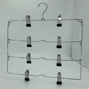 Four Layers Metal Adjustable Clothes Hanger Space Saving Clothes Pants Clips Hanger