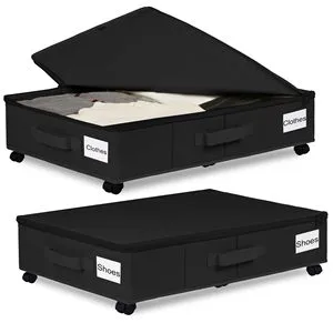 Organizer Bag Shoes Clothes Blankets Underbed Containers Zipper Under Bed Storage Box with Wheels