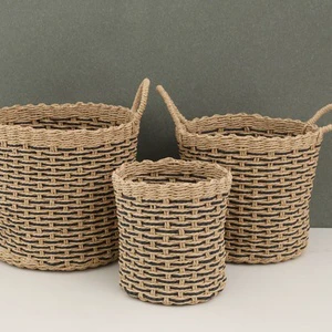 2026 Household Natural Environmentally Friendly Paper Rope Woven Storage Basket Can Be Used for Storing Dirty Clothes and Toys