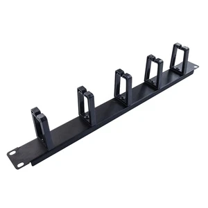 1U 19inch Brush Panel Cable Organizer with 5 Plastic / Metal Rings