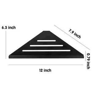 High Quality Modern Hotel Corner Shelf Matt Black Stainless Steel 304 Waterproof Wall Mounted Storage Rack for