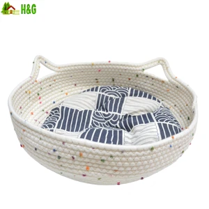All-Season Round Cotton Rope Woven Eco-friendly Modern Storage Baskets with 10-20L Capacity for Living Room Pet Supplies