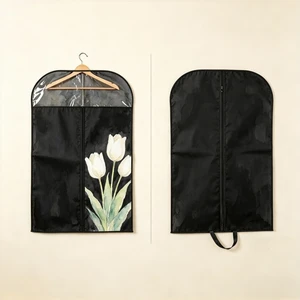 Wholesale Customized Non-woven Fashionable Garment Bag with Zippers and Clear Window Dustproof for Coat Storage