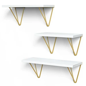 Wooden Double Tier Bracket Shelves Wall-Mounted Storage for Living Room Sleek Space-Saving Modern Design