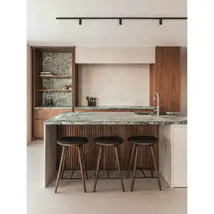 CBMmart Customized Solid Wood Luxury Countertop Sliding Pocket Door With Lacquer Finish Sink Included Modular Kitchen Design