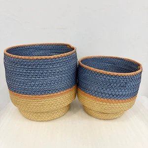 Customizable Color Circular Woven Storage Basket Home Organization Tool with European Design Style Paper Rope Woven Basket