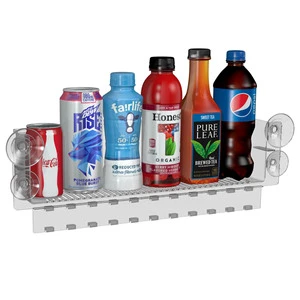 Customized Logo PVC Wall-Mounted Refrigerator Door Display Rack with Suction Cup Storage for Beverages and Bottles