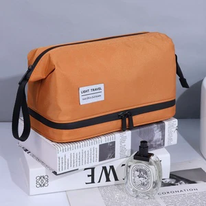 Custom Business Trips Toilet Storage Bag Dry-wet Separation Makeup Pouch Bag Zipper Cosmetic Toiletry Bag With Compartments
