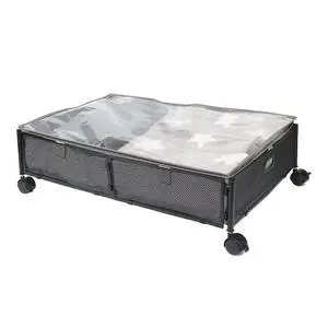 Under Bed Storage With Wheels - Rolling Underbed Storage Containers With Lid Metal Under Bed Shoe Storage Organizer