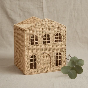 Adorable Handmade Paper Rope Woven Storage Baskets Feature Eco-Friendly Lightweight for Home Organization