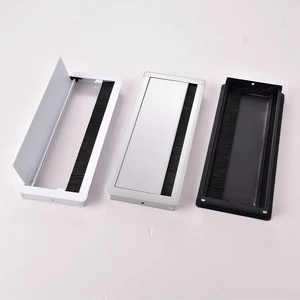 Black Silver 300mm *120mm Office Furniture Hardware Rectangular Aluminum Alloy Soft Closing Cable Wire Management Box