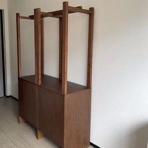 Midcentury Wooden Coat Rack Cabinet Detachable Wardrobe Clothes Stand Easy Assembly Entryway Hanging Storage Organizers