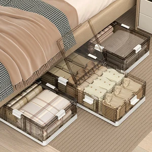 Detachable Foldable Transparent Underbed Storage Boxes Lid Portable Kid-Friendly Packaging Comforters Blankets Bedding Duvets