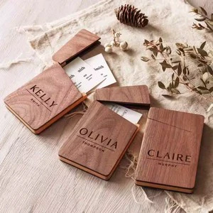 Portable Business Card Case Made of Black Walnut Wood Elegant Bag Clip for Organization