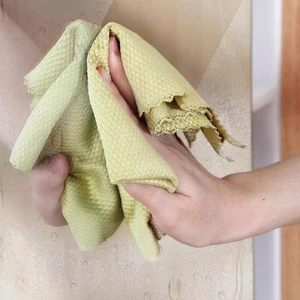 BOOMJOY Woven Fish Scale Microfiber Reusable Square Cleaning Cloth Scratch-Free No Watermark Glass Mirror Window Towel