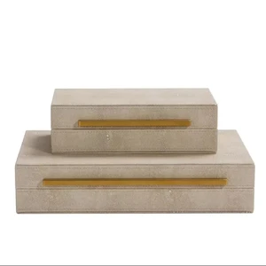 Faux Ivory Shagreen Leather Pack of Decorative Boxes Storage Boxes for Home Kitchen Wedding Christmas Jewelry Storage Organizer