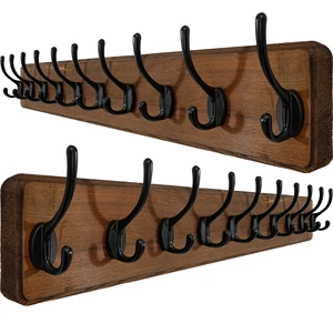 Rectangular Wall Mounted Wooden Wall Hooks & Coat Racks